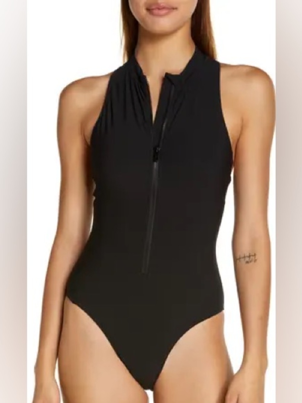 Sweaty Betty Vista High Neck Zip-Up One-Piece Fully Lined Bathing Suit